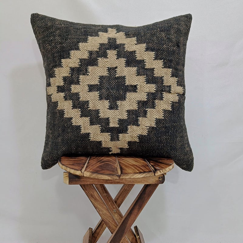 Trade Star 70% Jute and 30% Wool Handmade Pillow Cover Kilim Pillow Cover Vintage Square Throw Cushion Case Highly Durable Beautiful Decorative Farmhouse Covers 18x18 Inches (Pattern 8) - Image 3